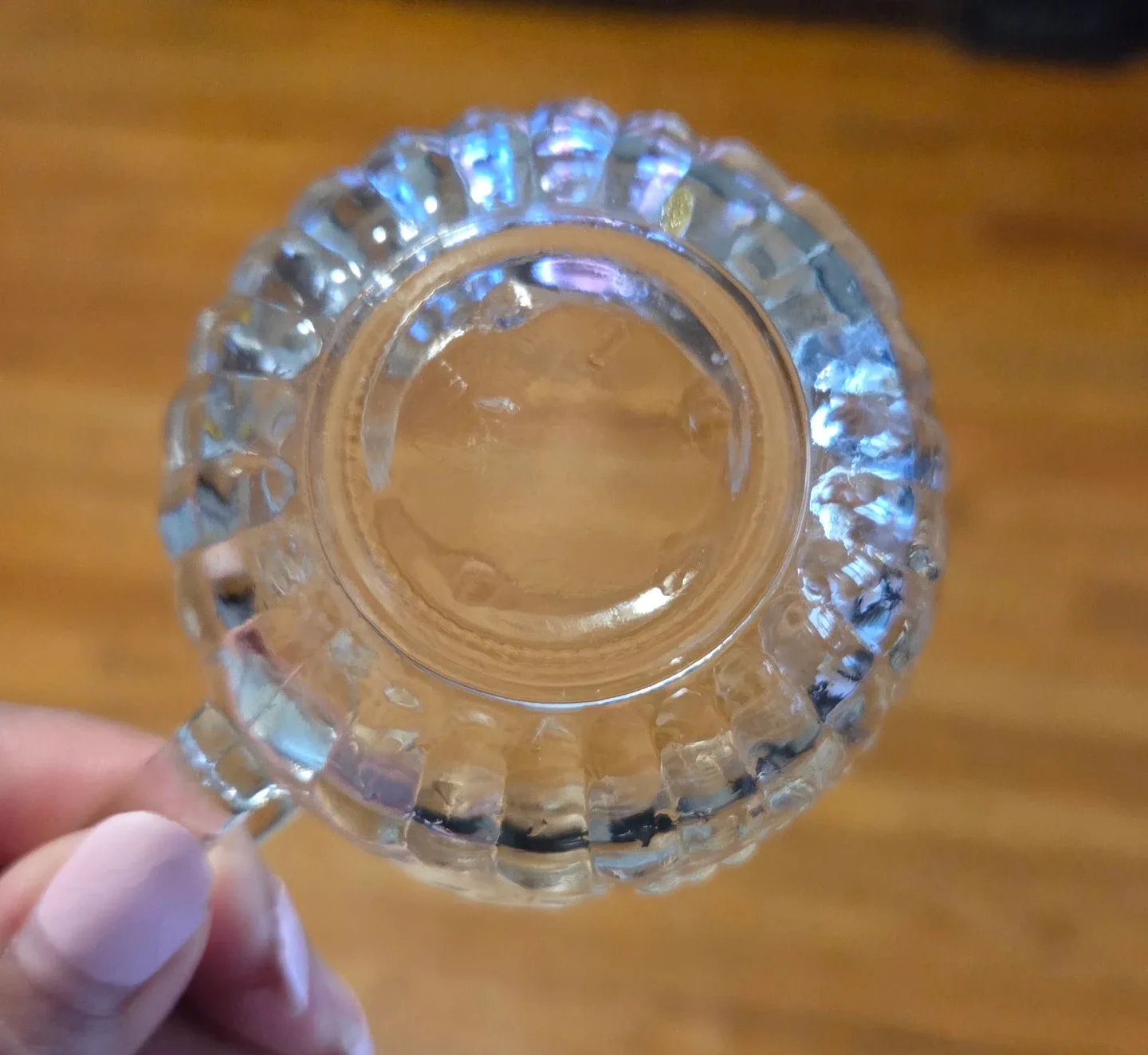 Set of 9 Clear Embossed Glass Cups - photo 3