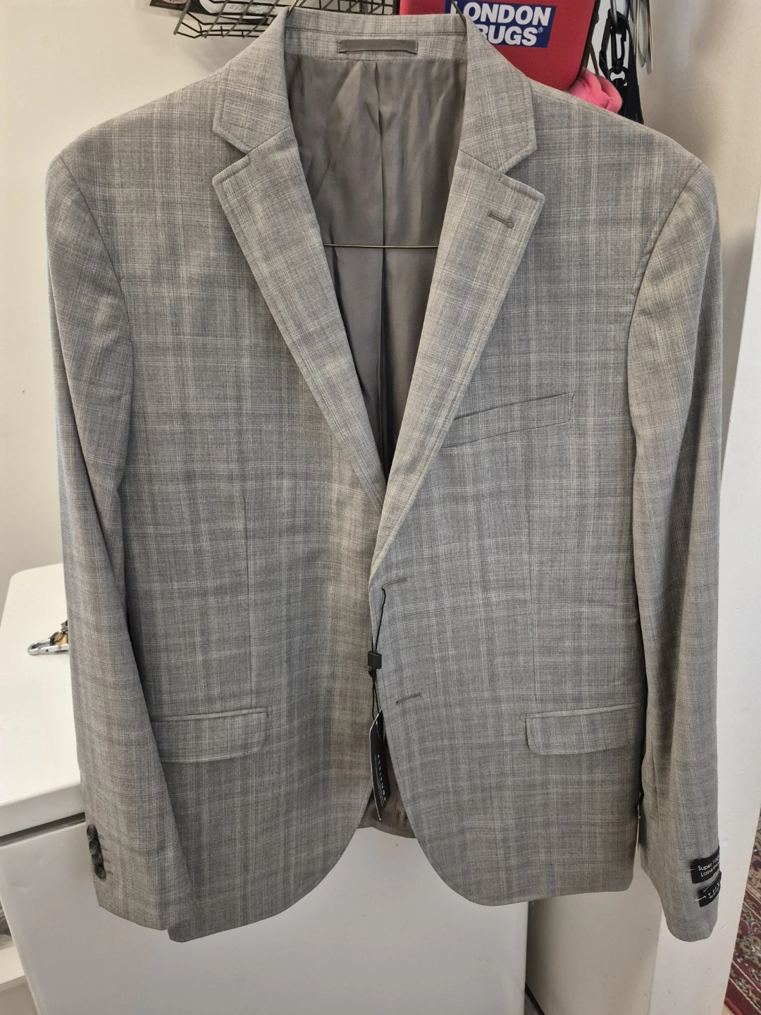 ATTITUDE Men's Light Grey Plaid Wool Blazer - photo 2