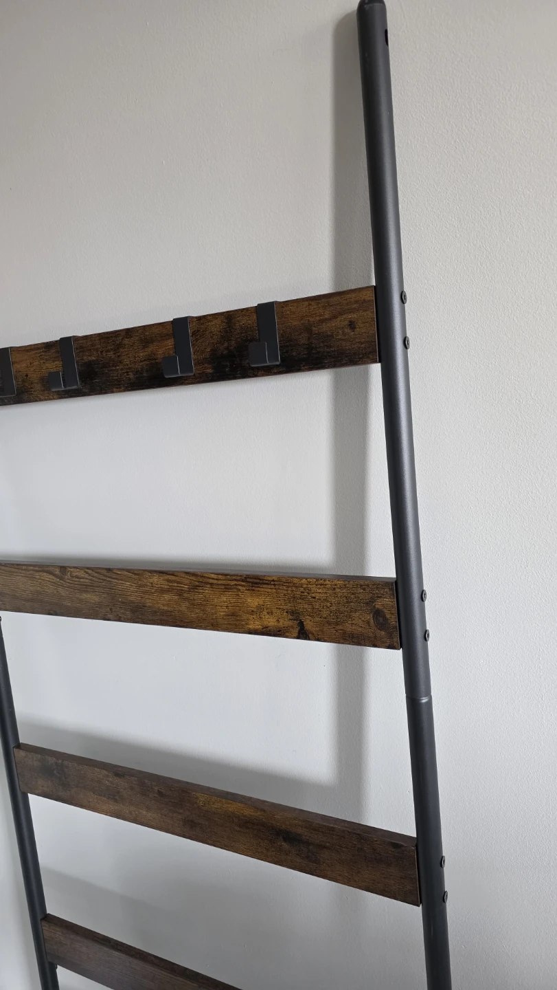 Rustic Ladder Shelf with Hooks - photo 2