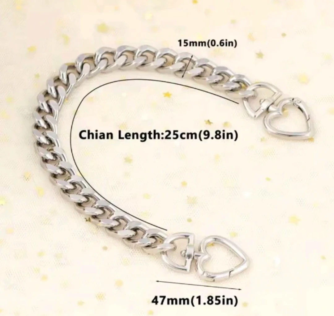 Dark Metal Bag Chain Strap with Heart Clasp - photo 3