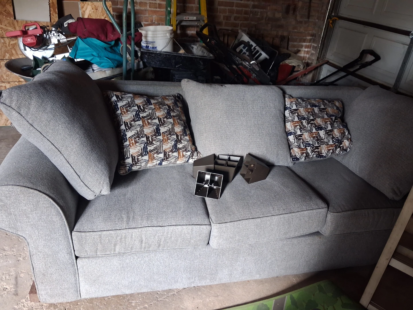 Gray Sofa with Decorative Pillows