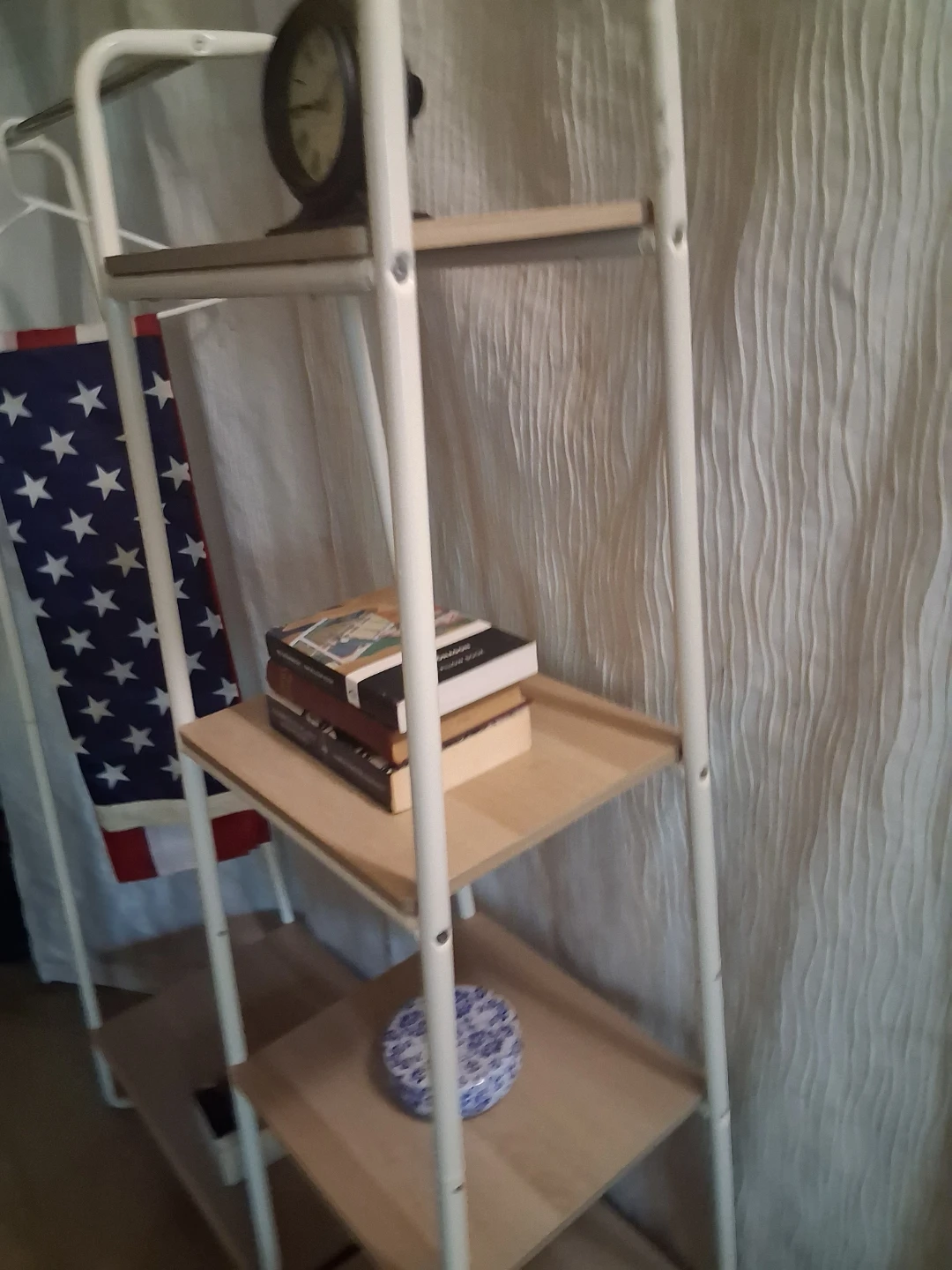 White Metal Garment Rack with Shelves - photo 2