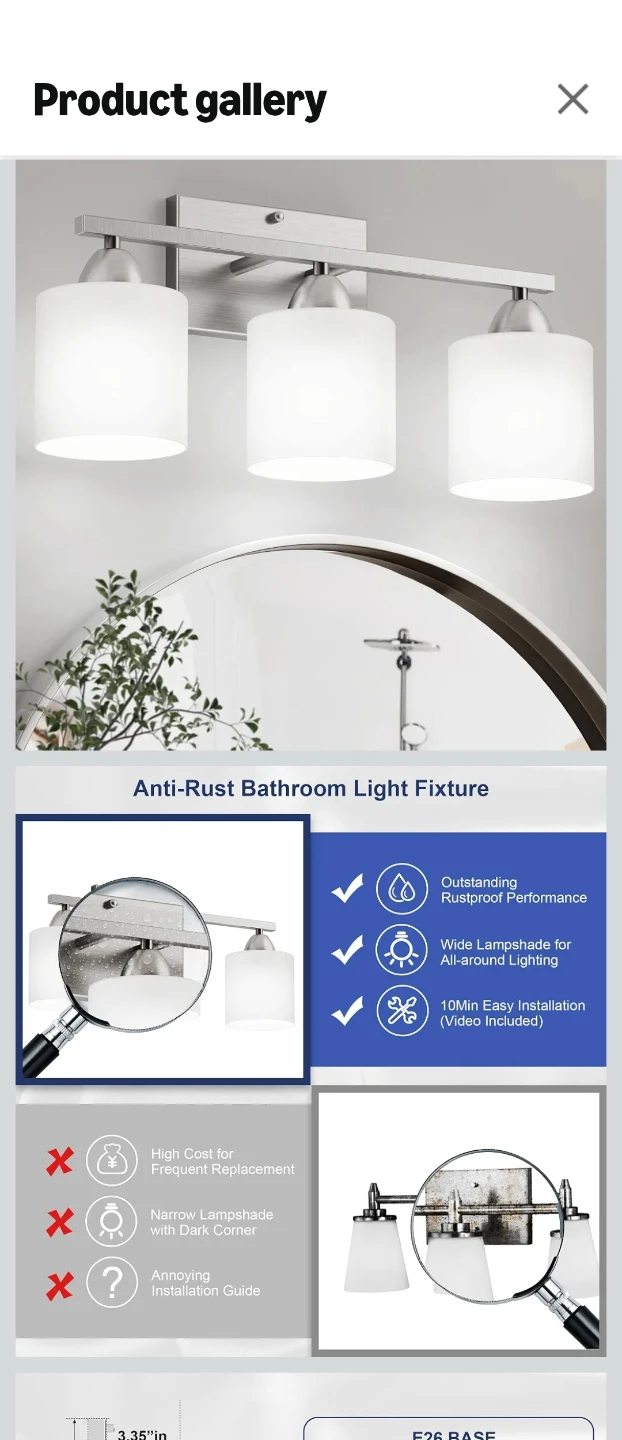 3-Light Vanity Light Fixture