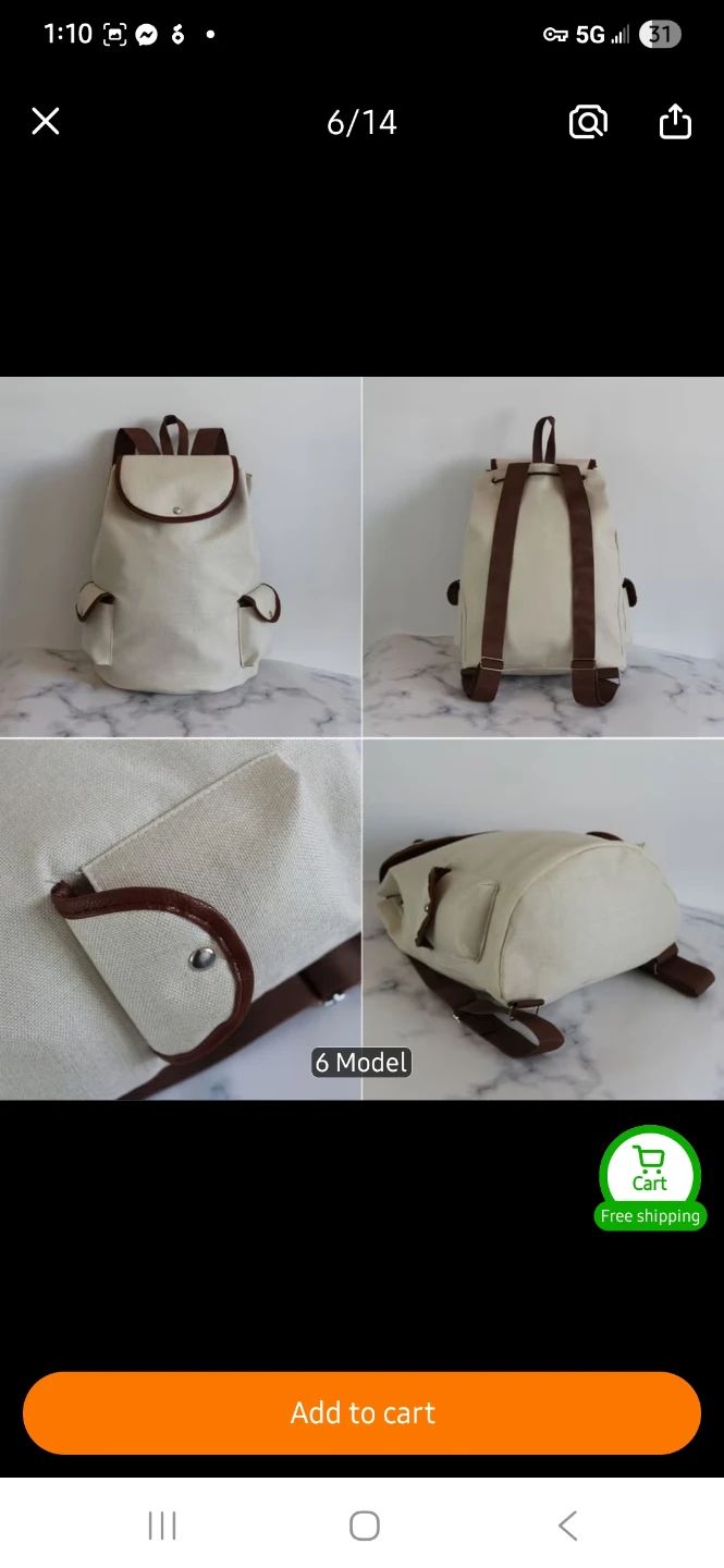 Canvas Drawstring Backpack with Horse Graphic - photo 4