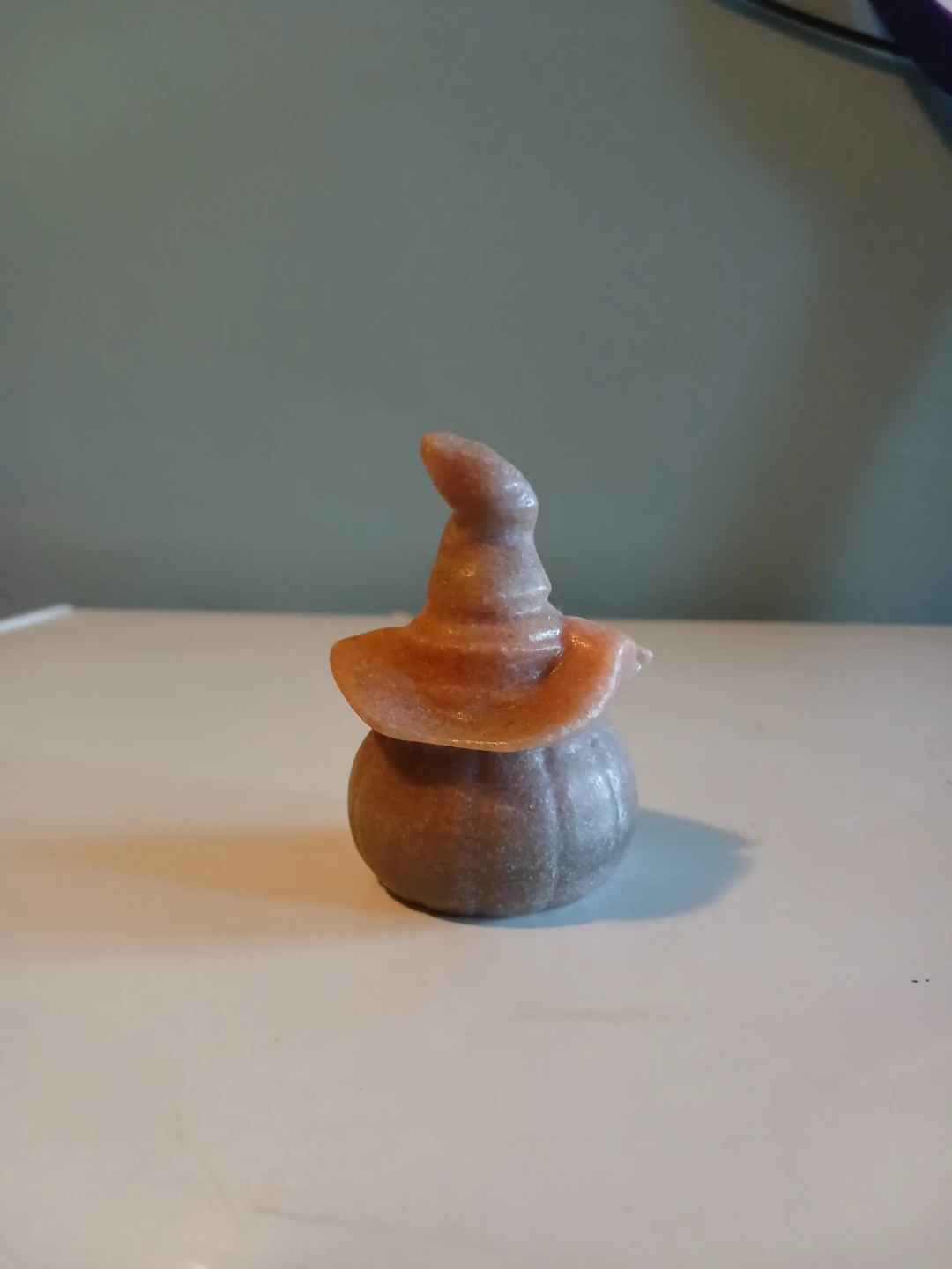Orange Calcite Halloween Witch Hat Pumpkin Carving - photo 2