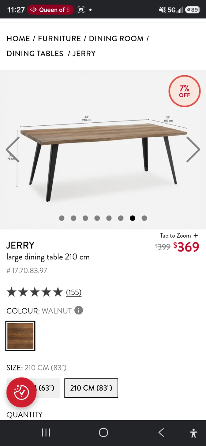 JERRY large dining table 210 cm