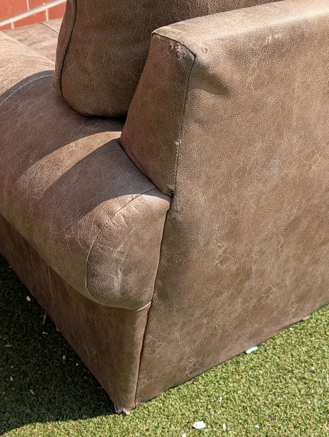 Tan full-size faux leather microfiber sofa - photo 4