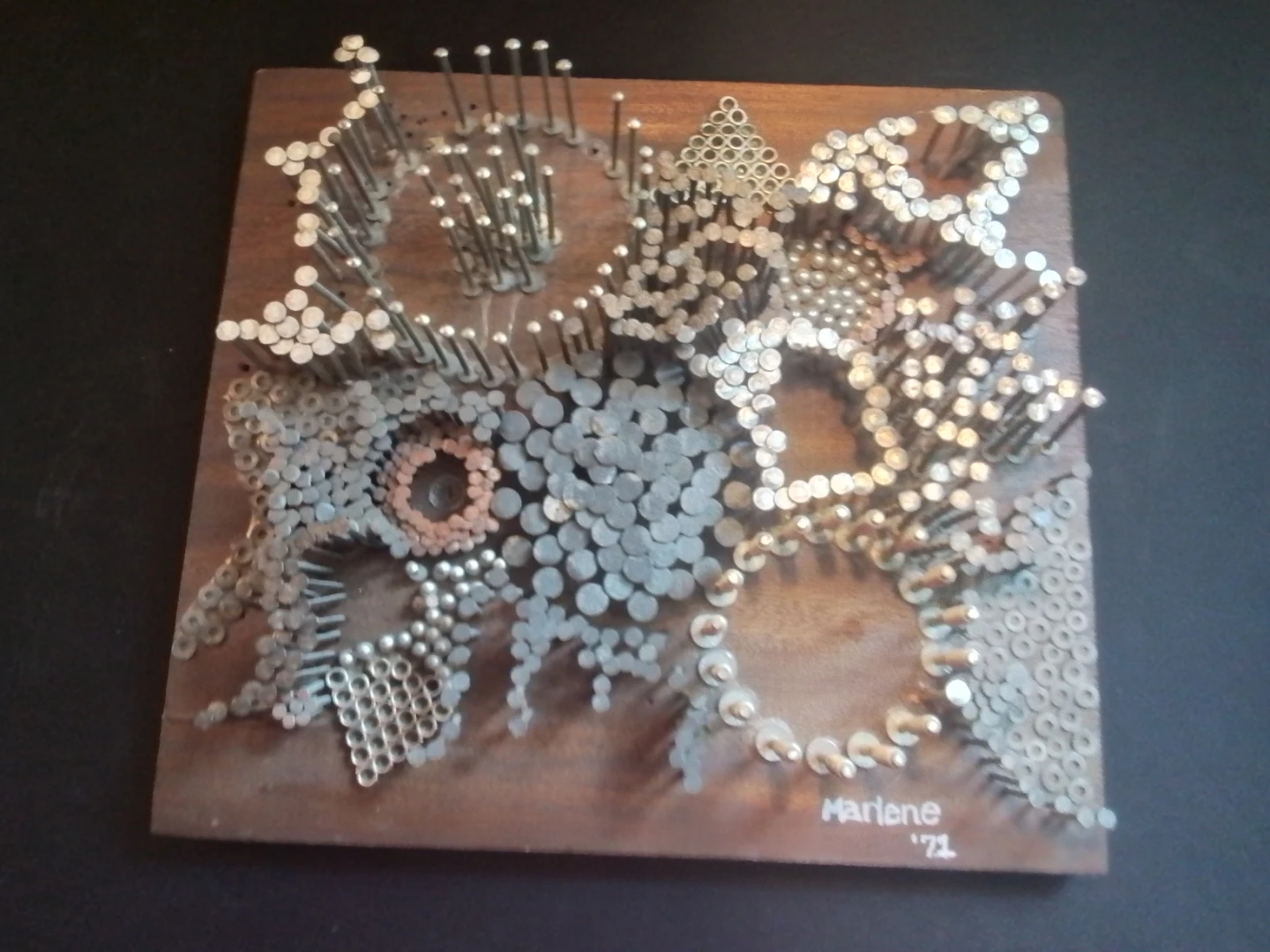 Marlene '71 Mixed Media Nail Art on Wood Board
