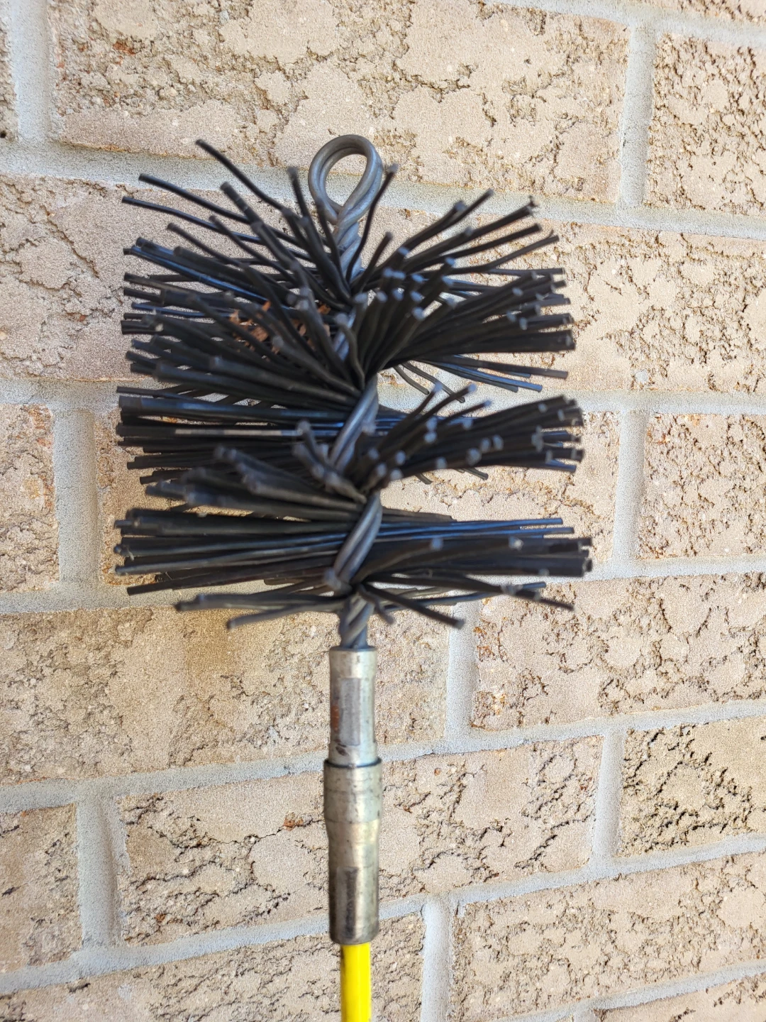Chimney Sweep Brush with Long Yellow Handle
