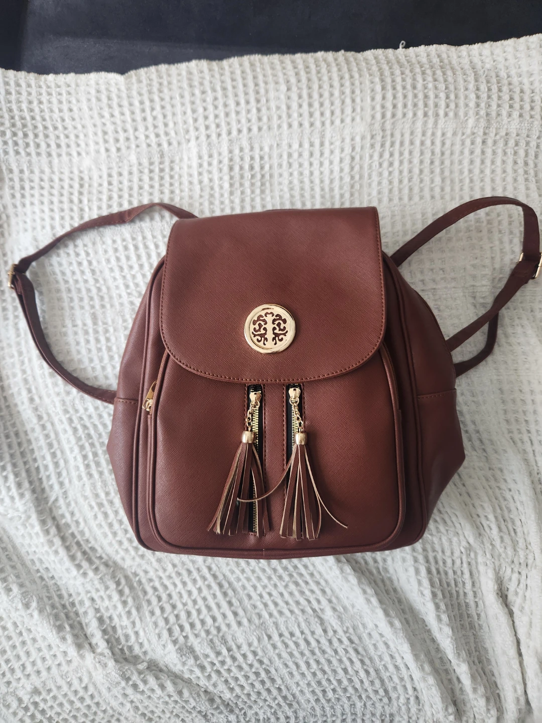 Brown Faux Leather Backpack - photo 2