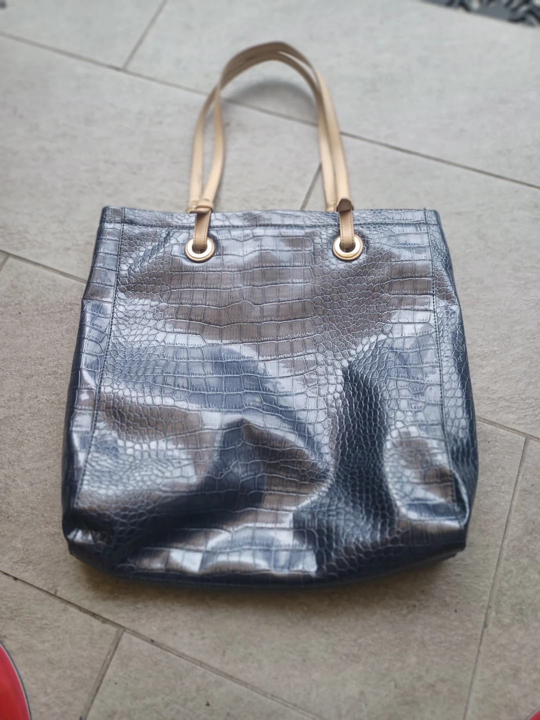 Shiny Faux Croc Tote Bag - photo 2