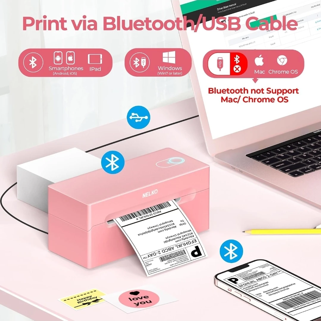 NELKO PL70e_BT Thermal Label Printer - Pink - photo 4
