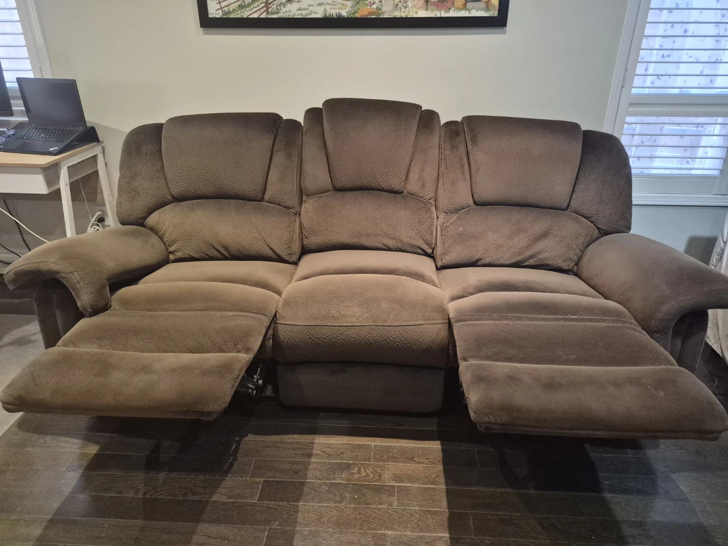 Brown Reclining Sofa - photo 3