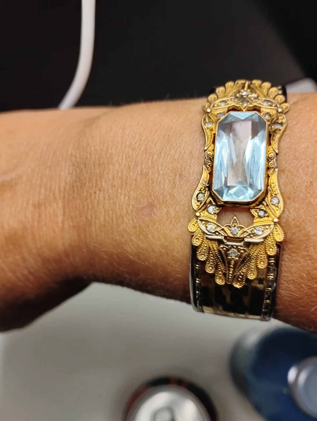 Antique Art Deco JJ White Alexandrite Gold Fill Bracelet - photo 4