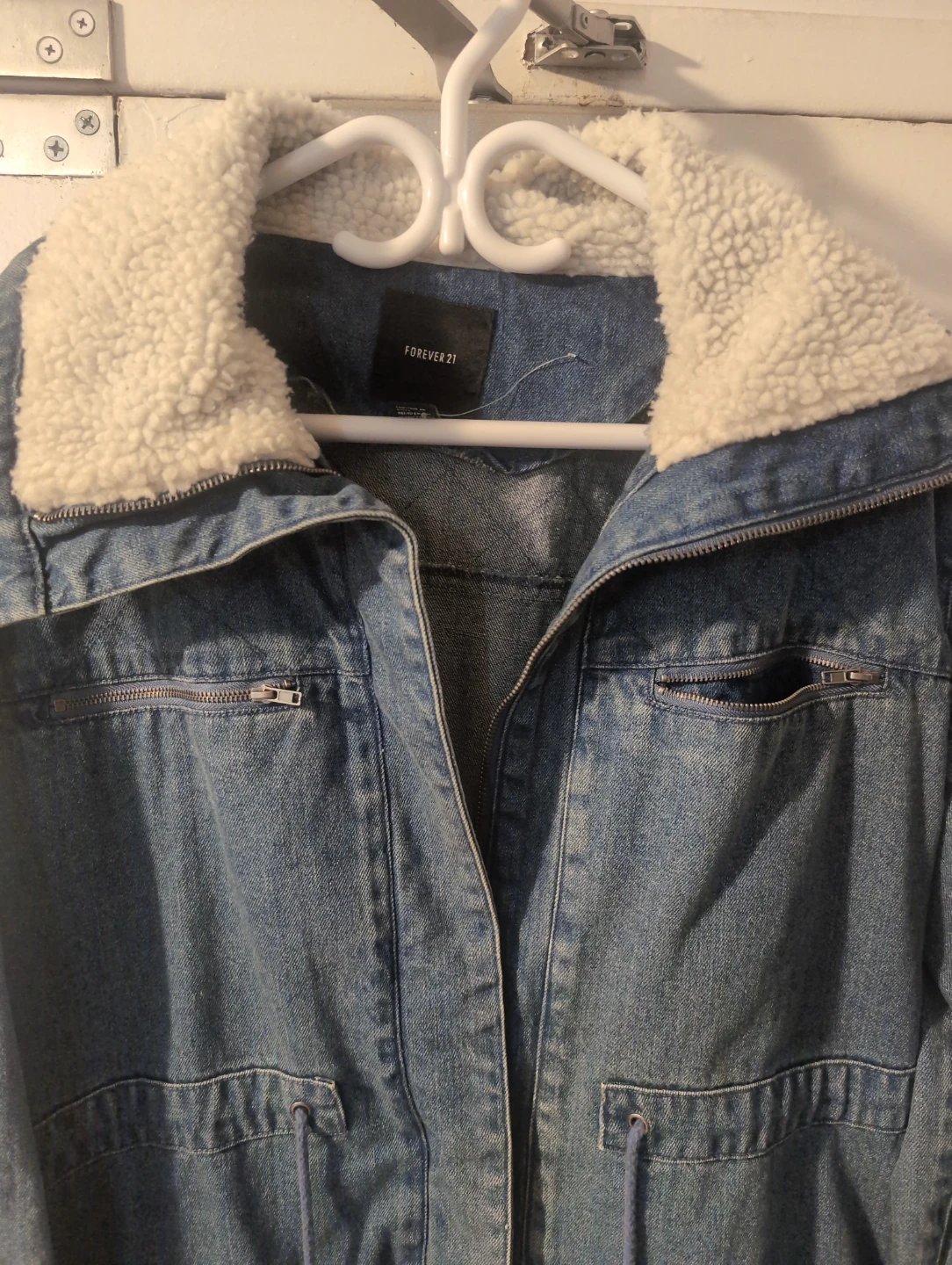 Forever 21 Denim Jacket with Sherpa Collar