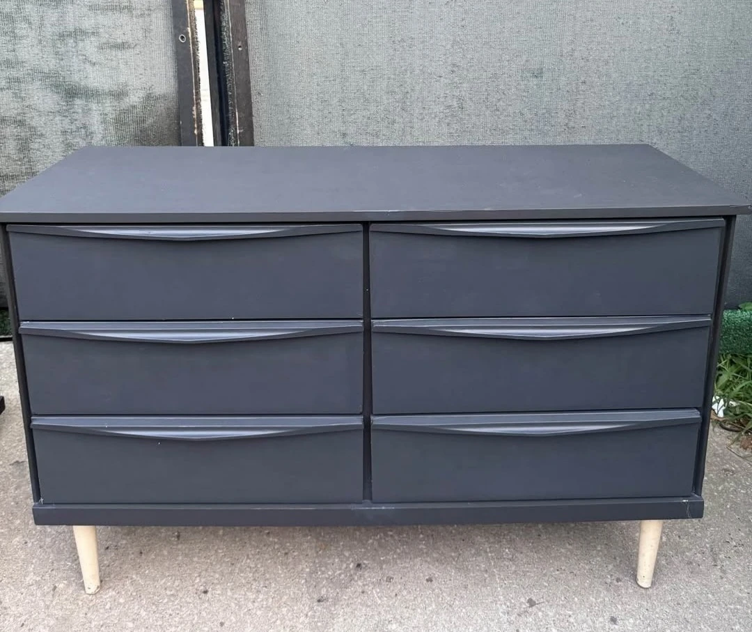 Dark Grey Six-Drawer Dresser