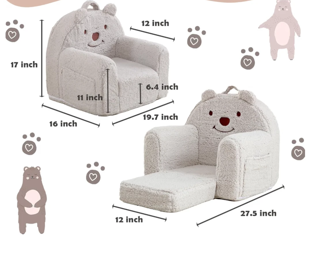New Kids Sherpa Bear Toddler Armchair with Ottoman - photo 2