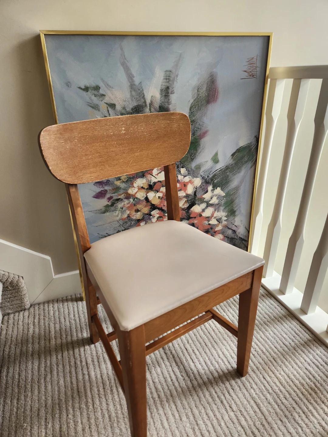 MCM Wooden chair with cream seat - photo 4