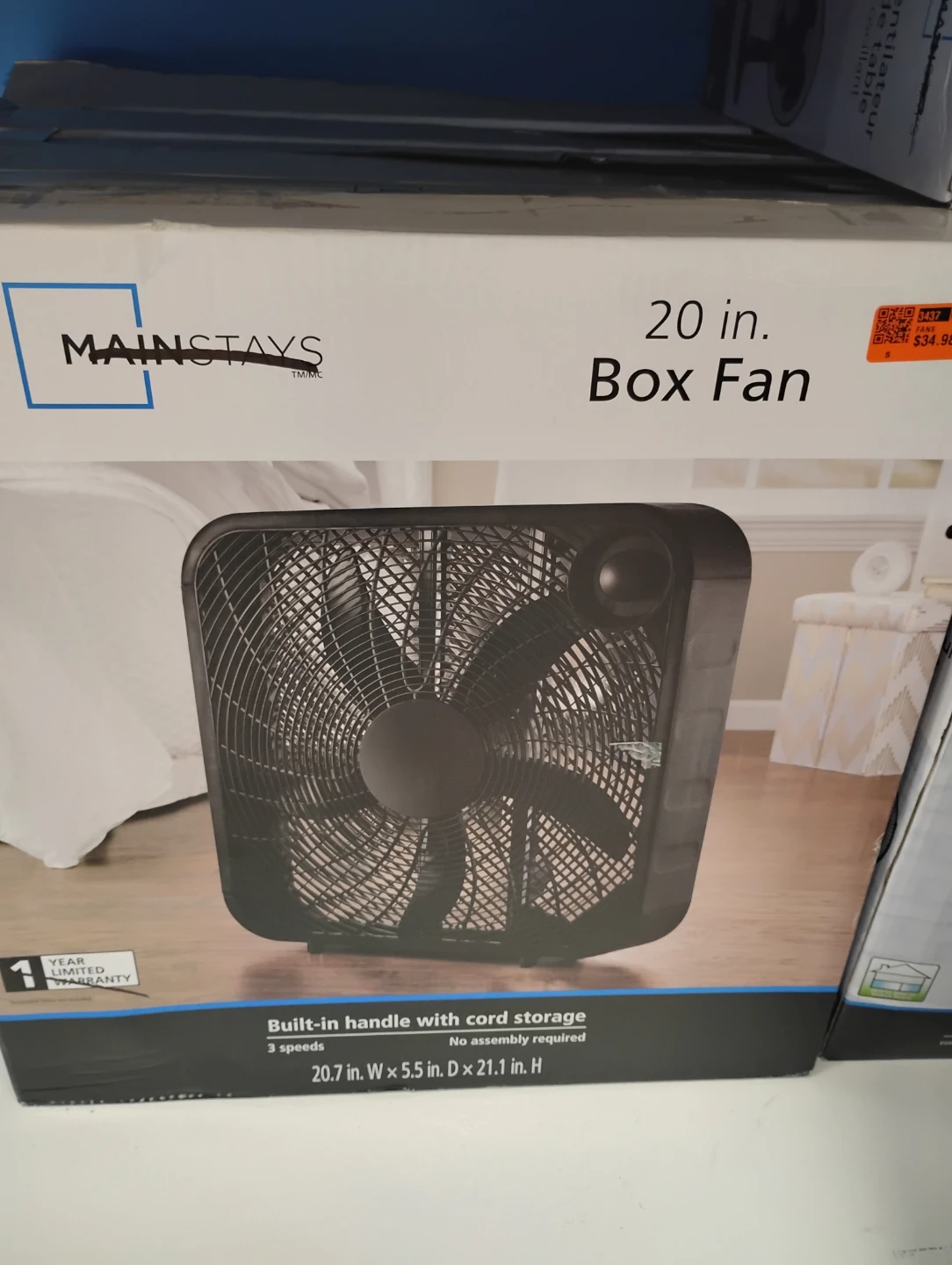 Mainstays 20 in. Box Fan