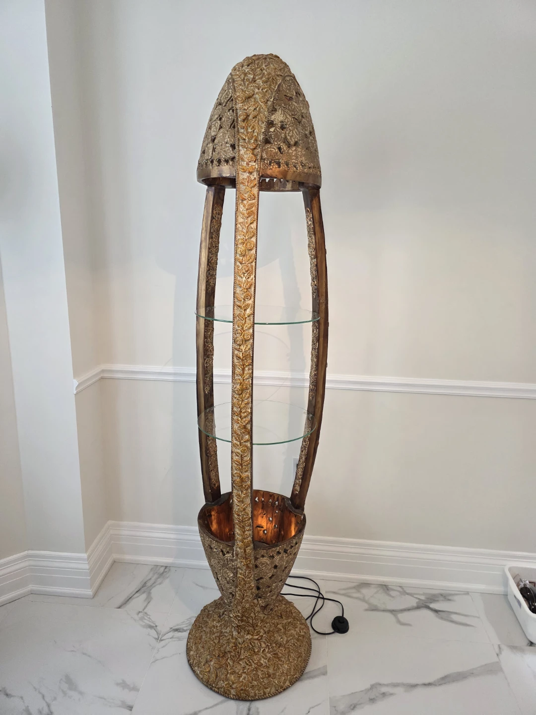 Decorative Floor Lamp with Glass Shelves