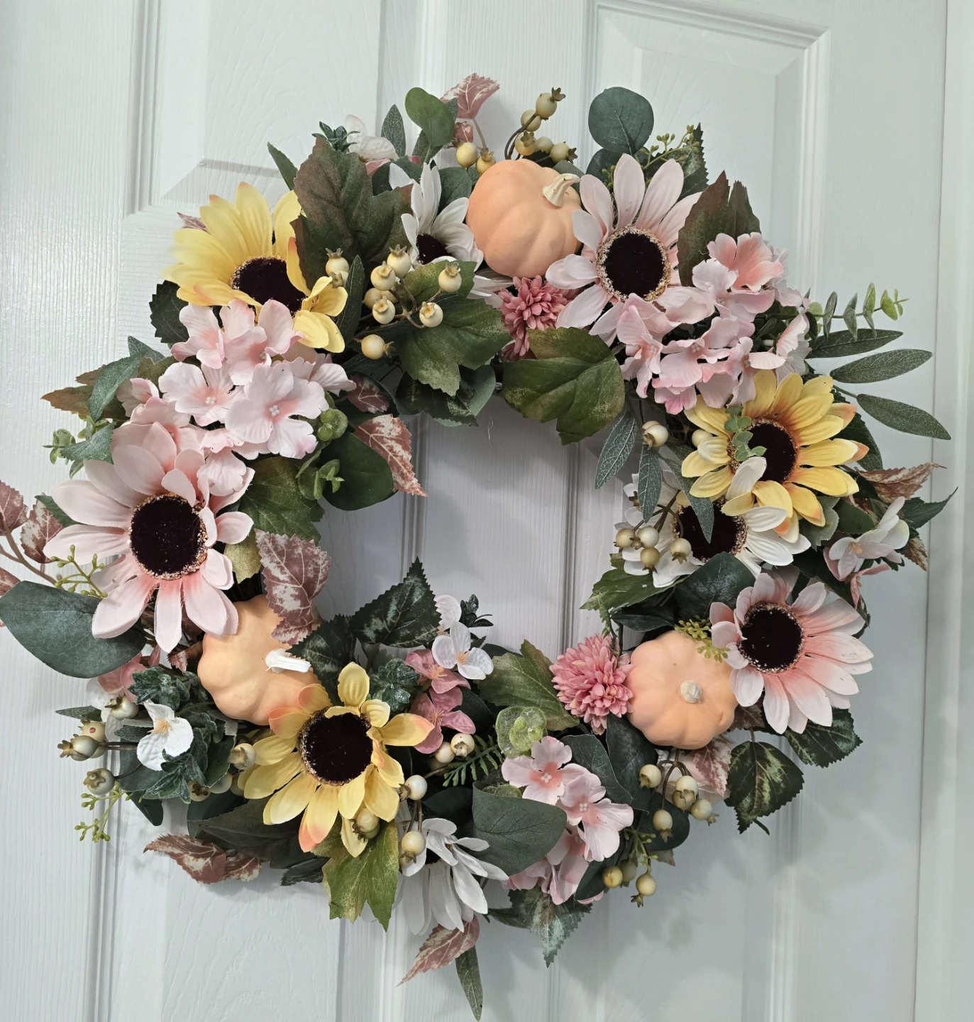 Autumn Sunflower and Pumpkin Wreath