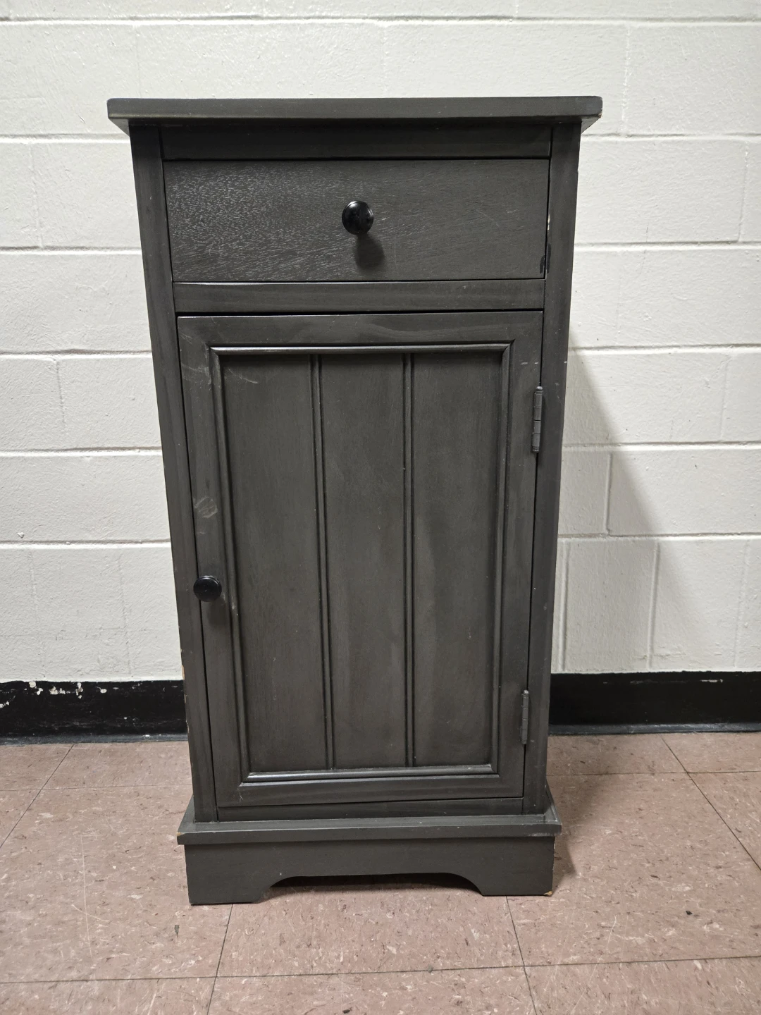 Compact Storage Cabinet - Grey Accent Table with Shelves