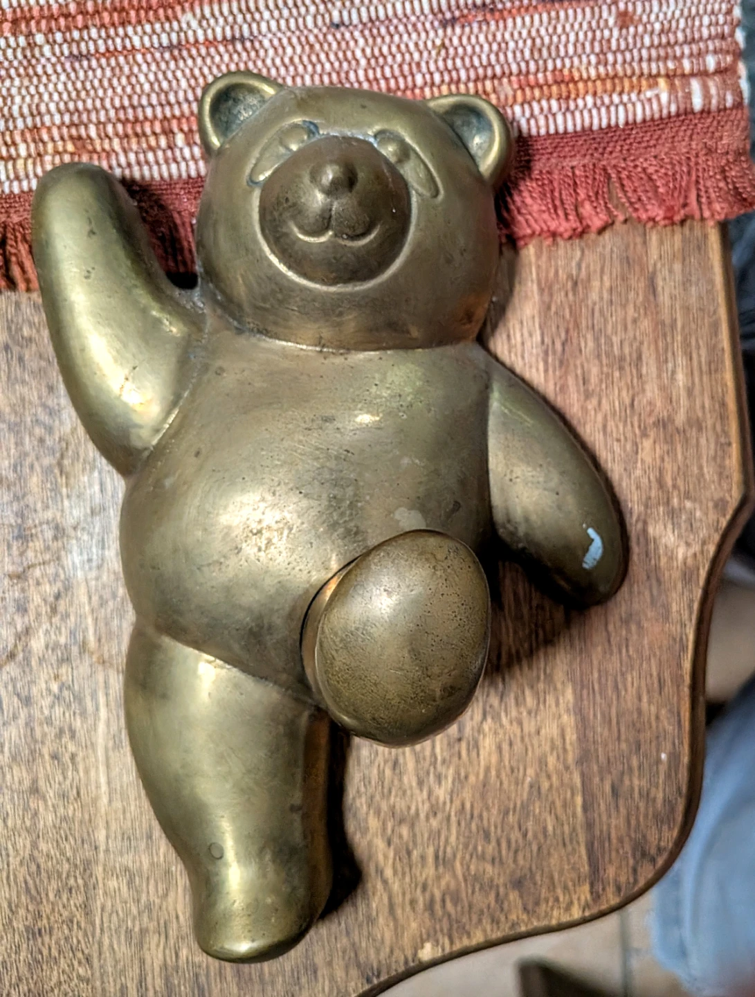 Vintage Brass Teddy Bear Wall Hook