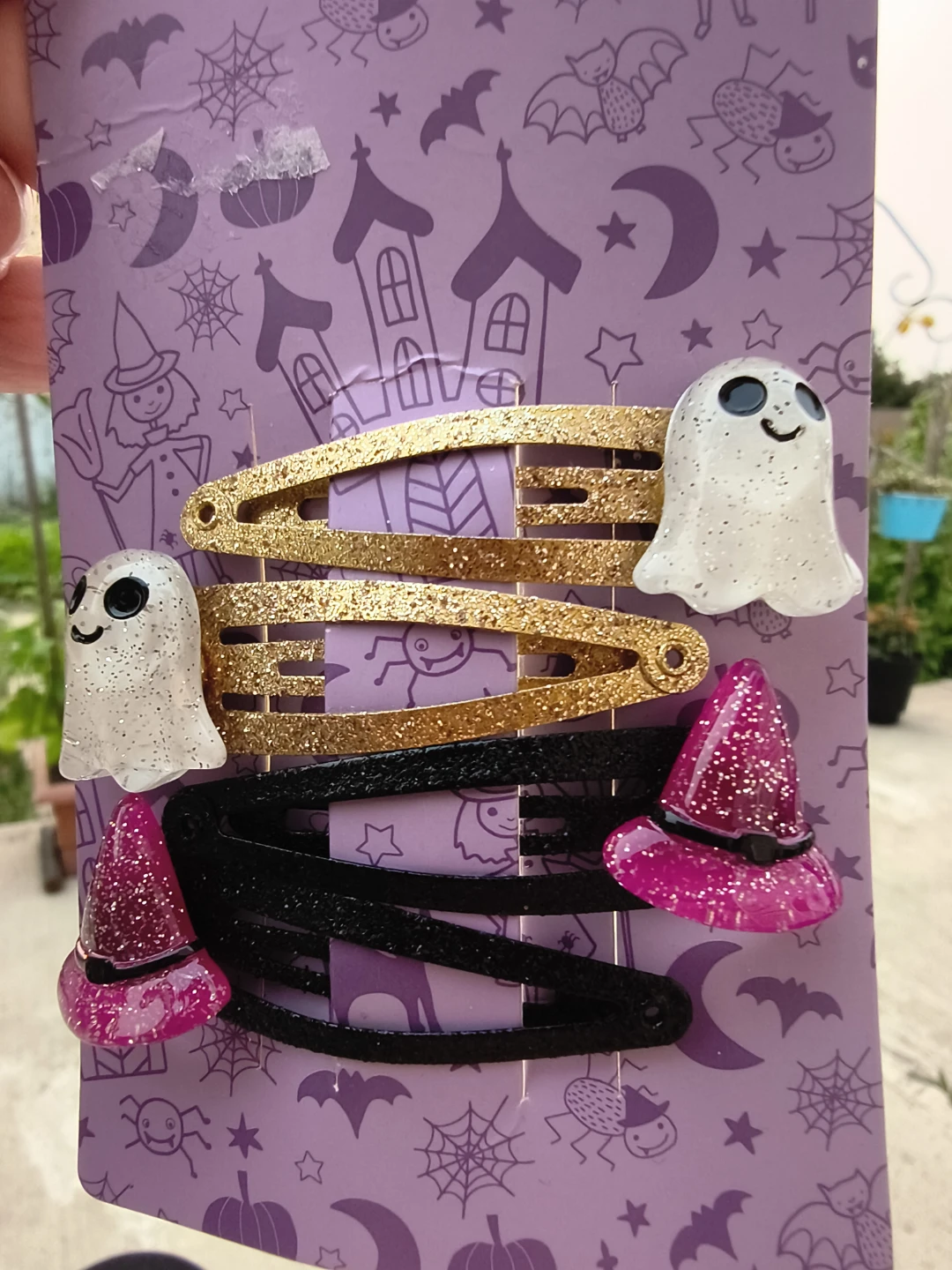 Halloween Ghost & Witch Hat Hair Clips Set