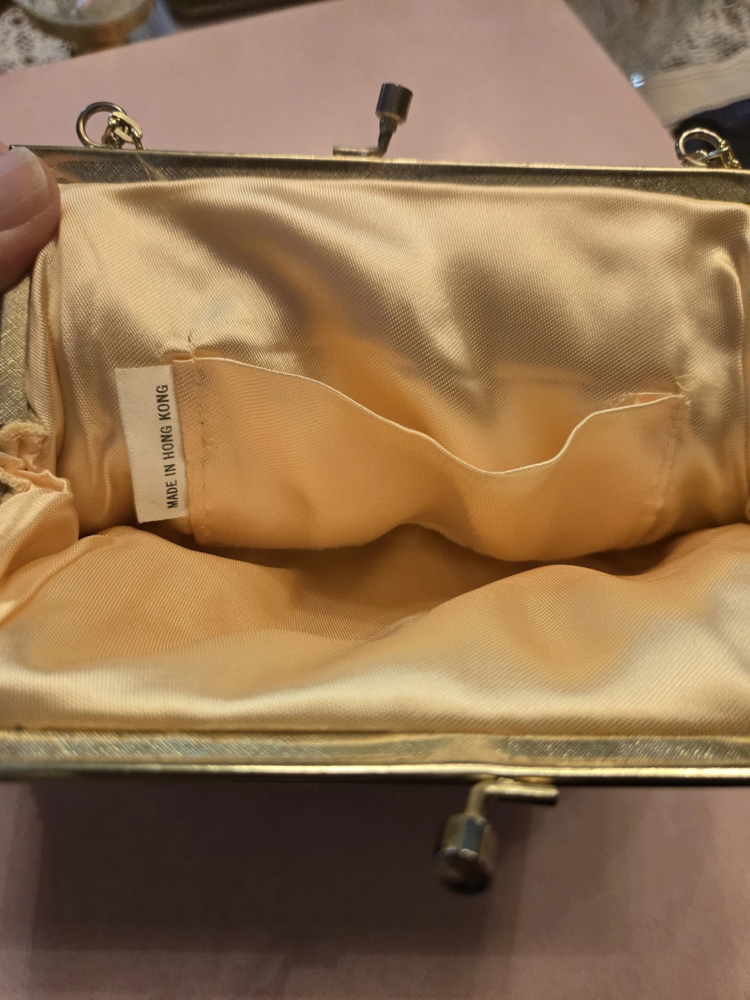 Vintage Gold Beaded Clutch with Chain - photo 3