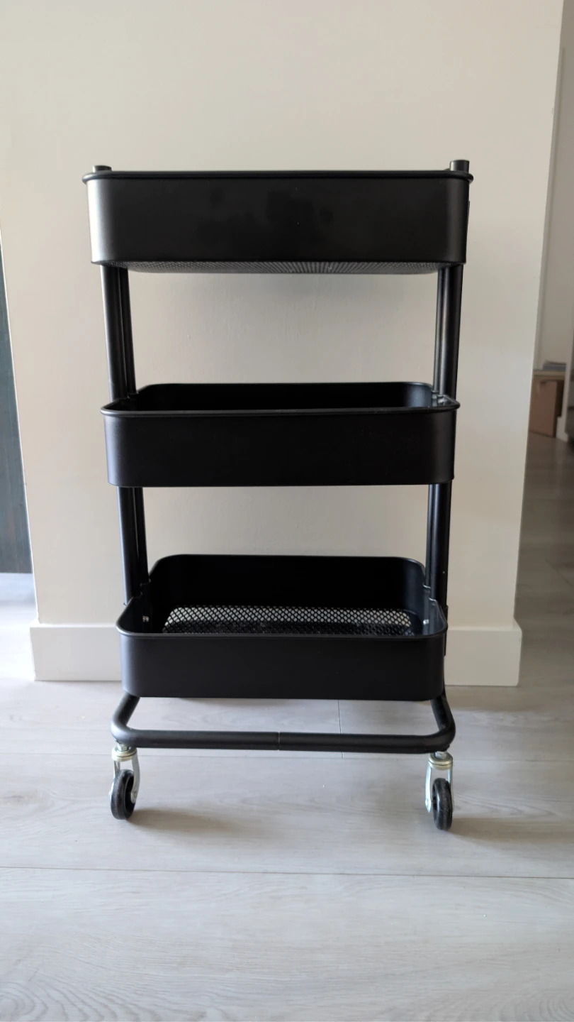 Ikea Black 3-Tier Rolling Cart