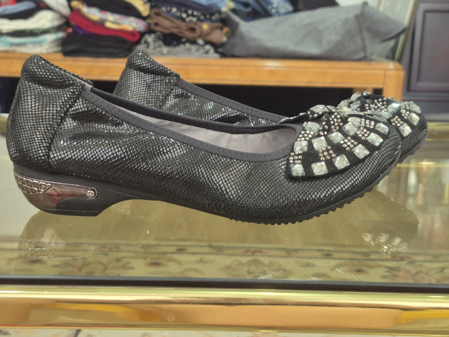 Vivi Black Embellished Ballet Flats - photo 4