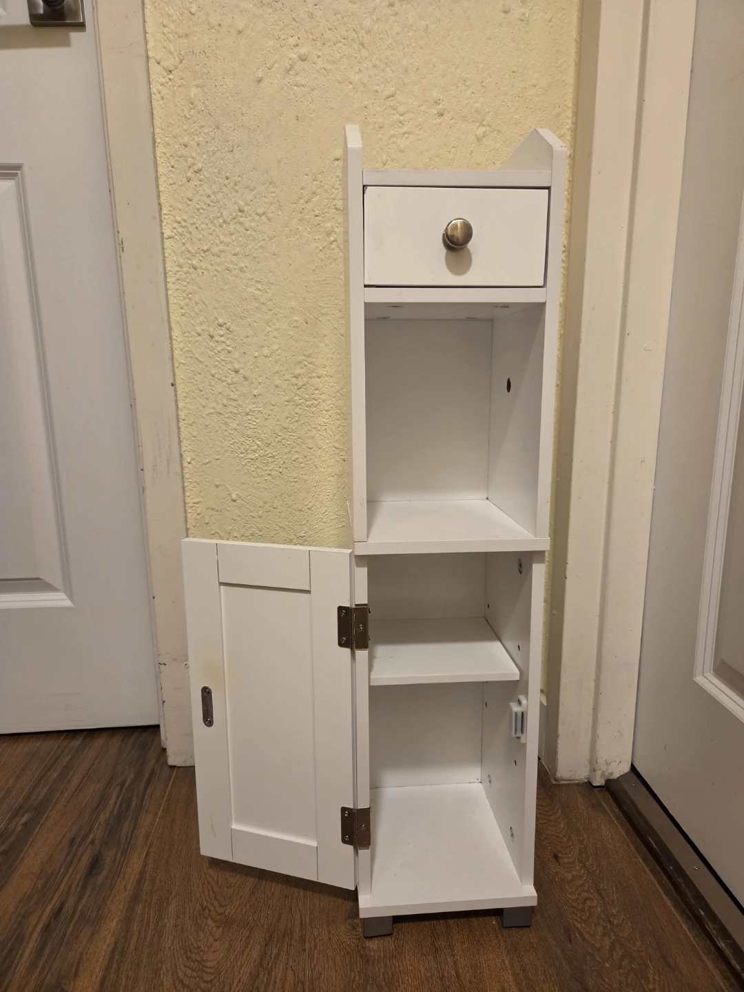 White Narrow Storage Cabinet Bathroom Caddy - photo 2