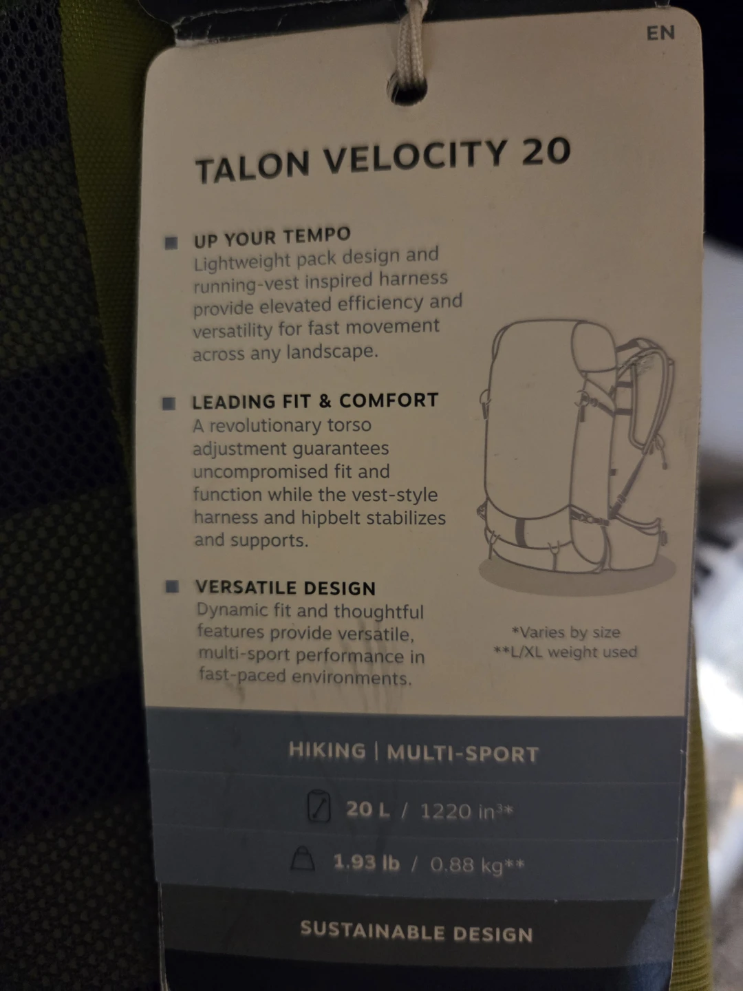 Osprey Talon Velocity 20 Backpack - photo 2