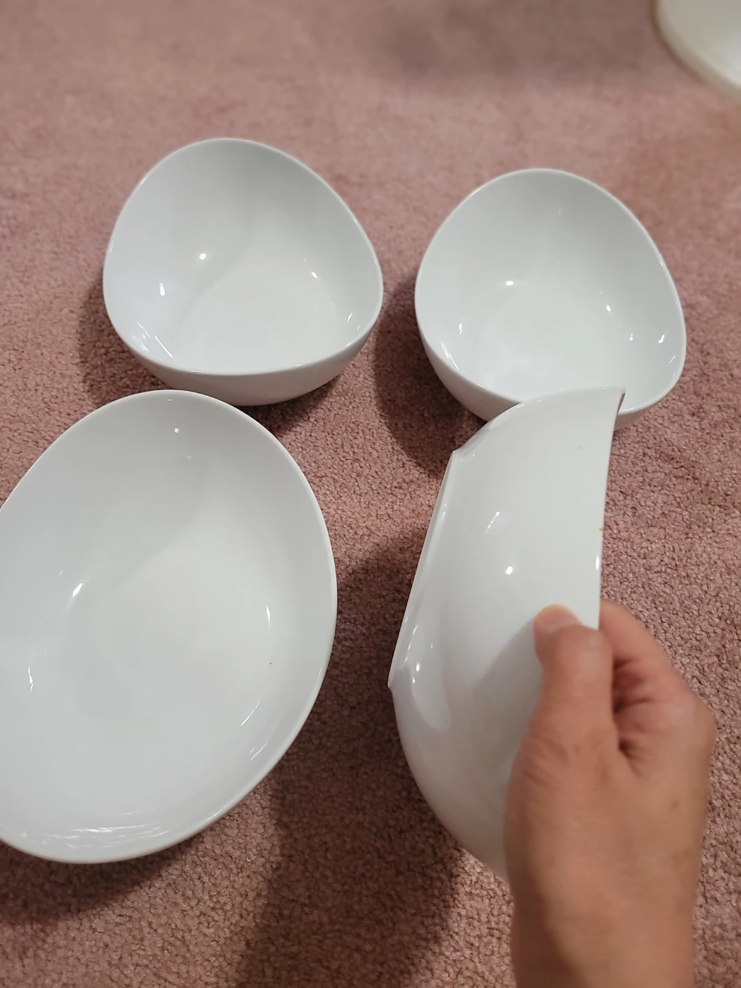 Set of 4 White Oval Bowls - photo 4