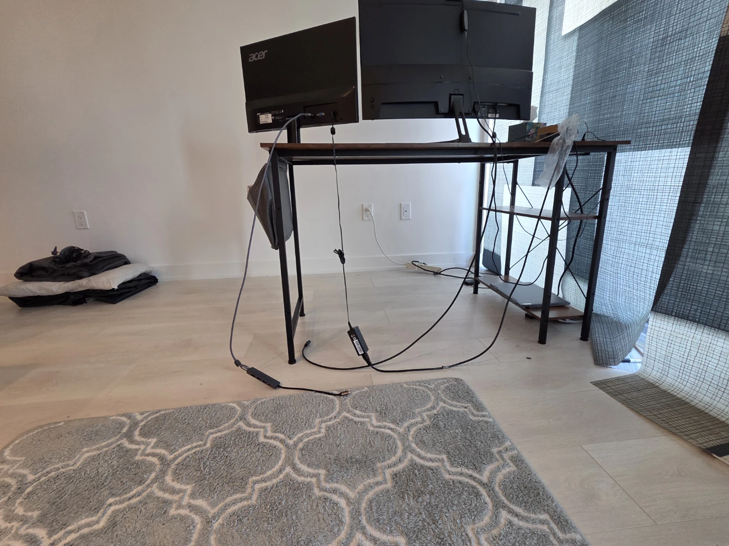 L shaped computer Desk with Shelves
