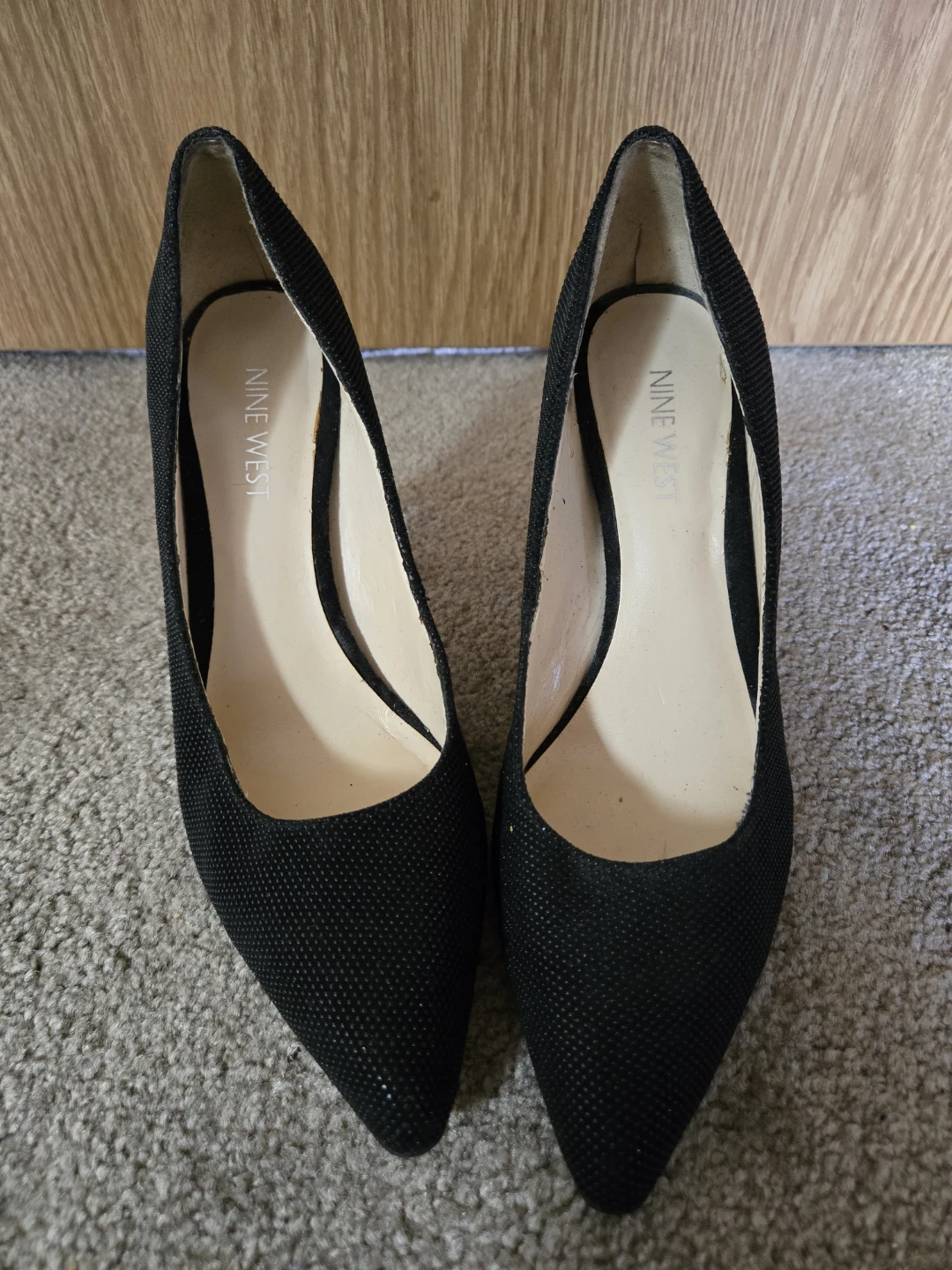 Nine West Black Fabric Pointed Toe Heels