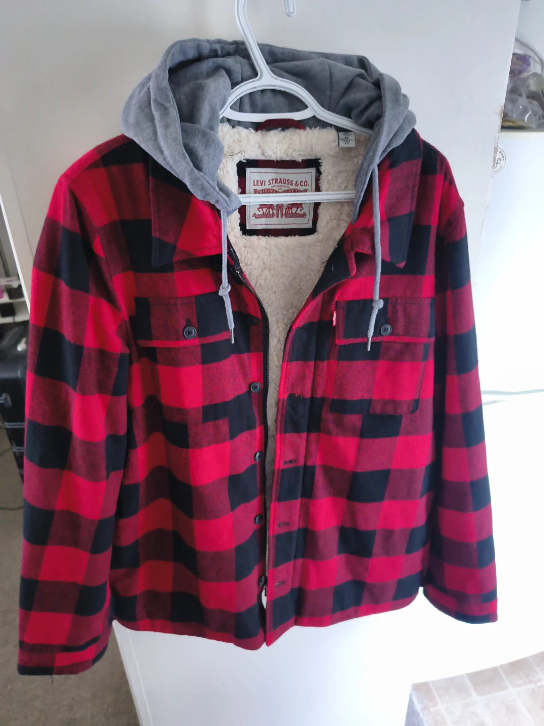 Levi Strauss & Co. Flannel Sherpa Lined Hooded Shirt Jacket - photo 2