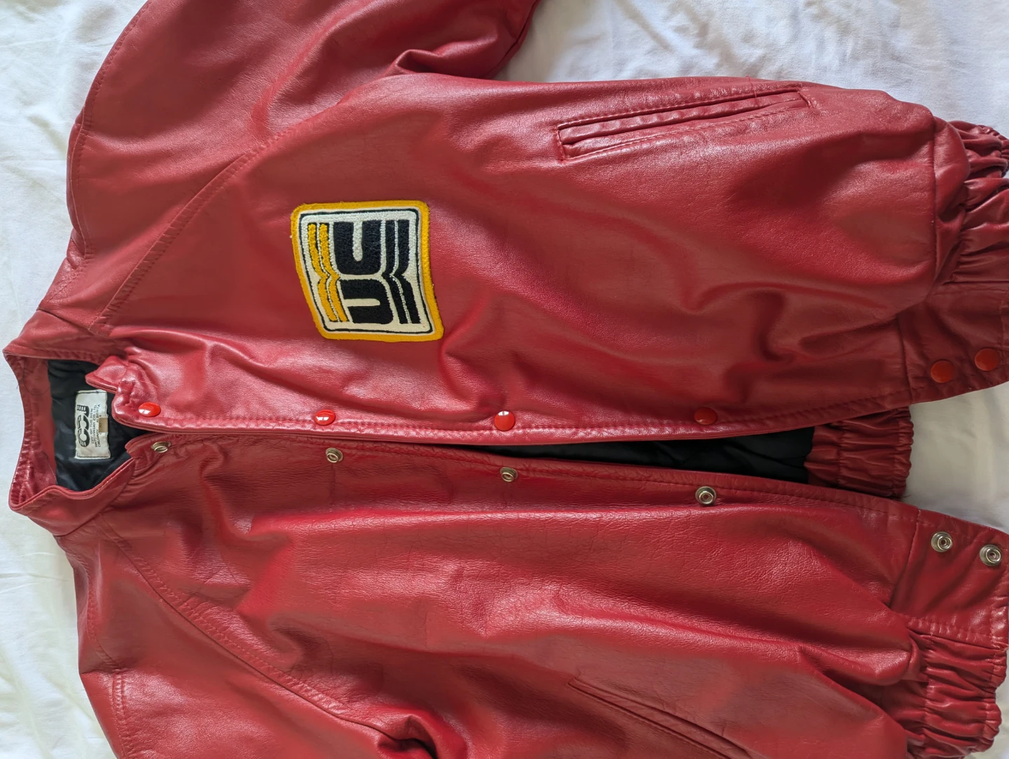 Red Leather Varsity Jacket "Physical Education" - photo 3