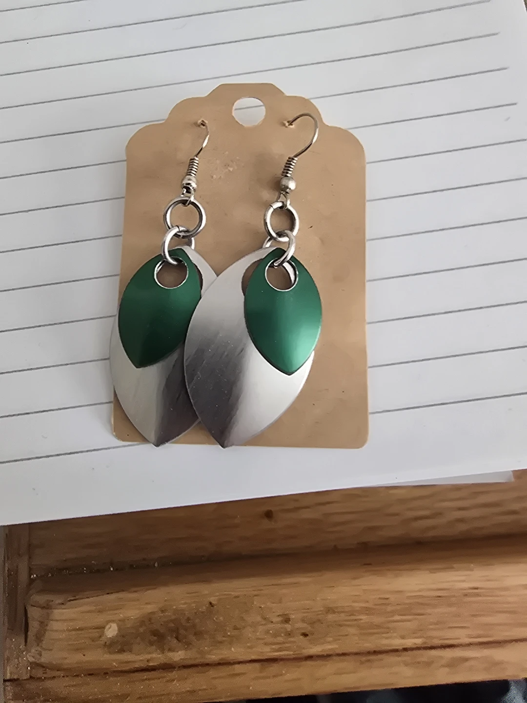 Green and Silver Scale Earrings