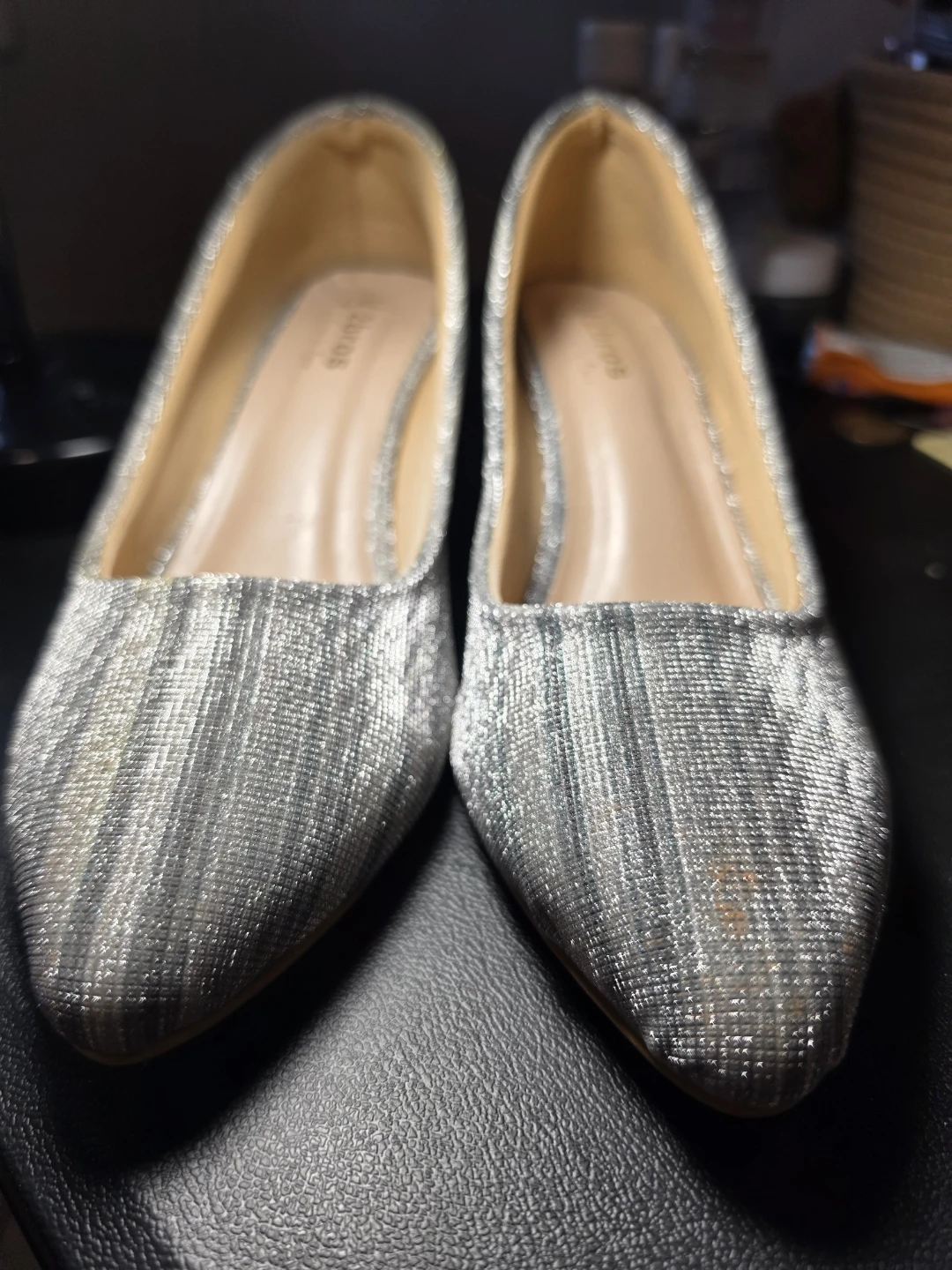 Sparkly Silver Heels with Clear Block Heels - photo 4