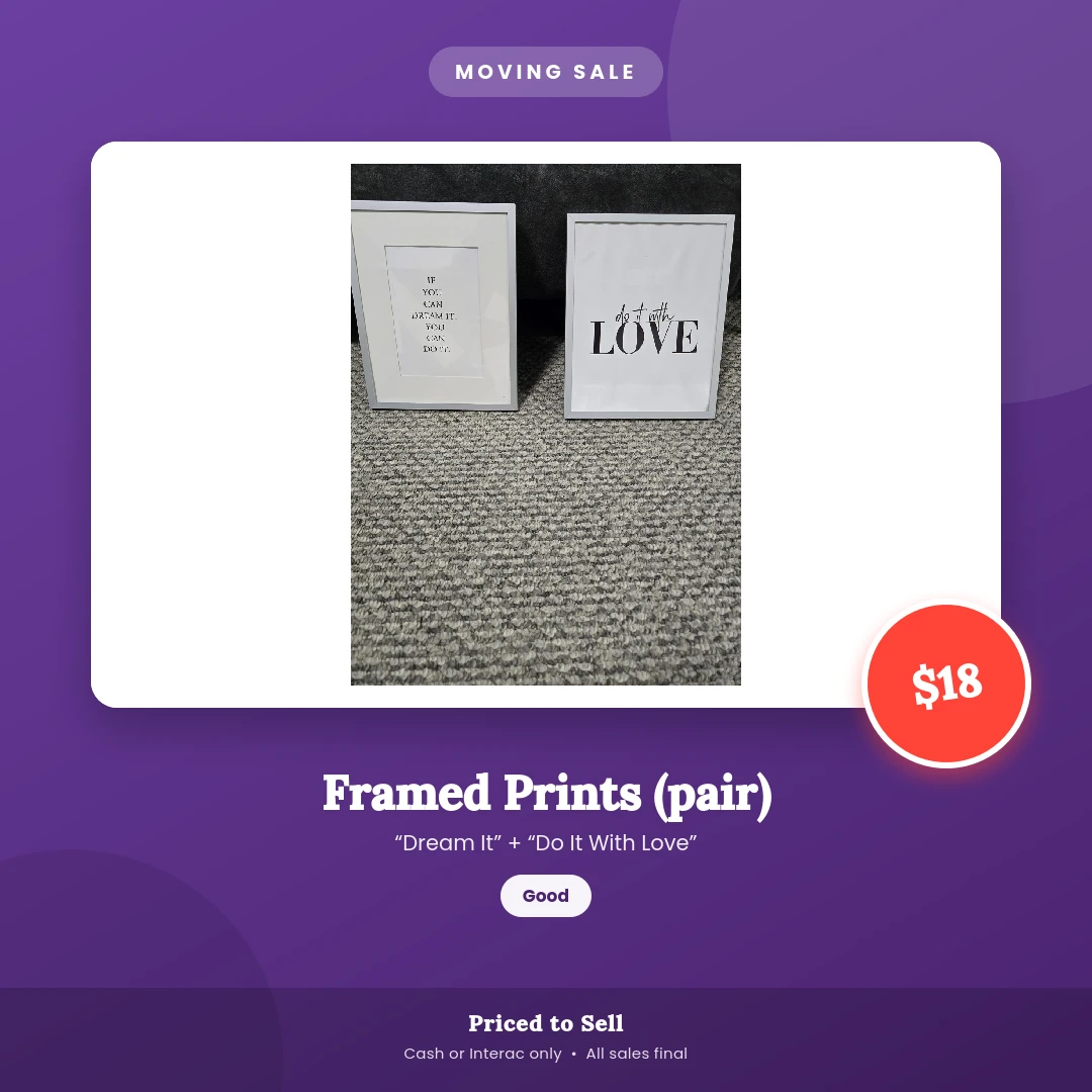 Framed Prints (Pair) - "Dream It" + "Do It With Love"