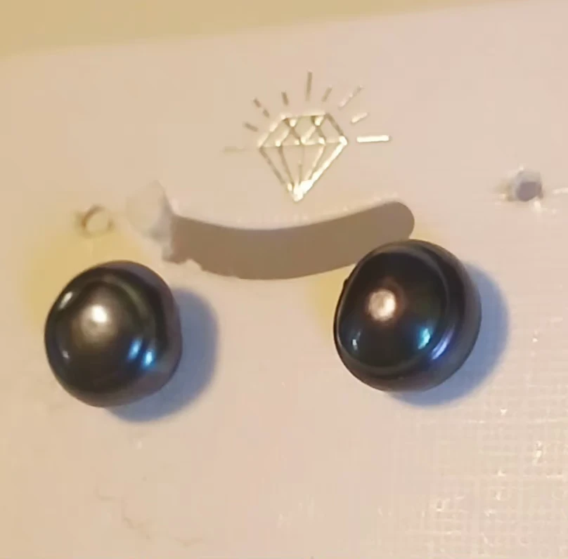 Dark Peacock Pearl Stud Earrings