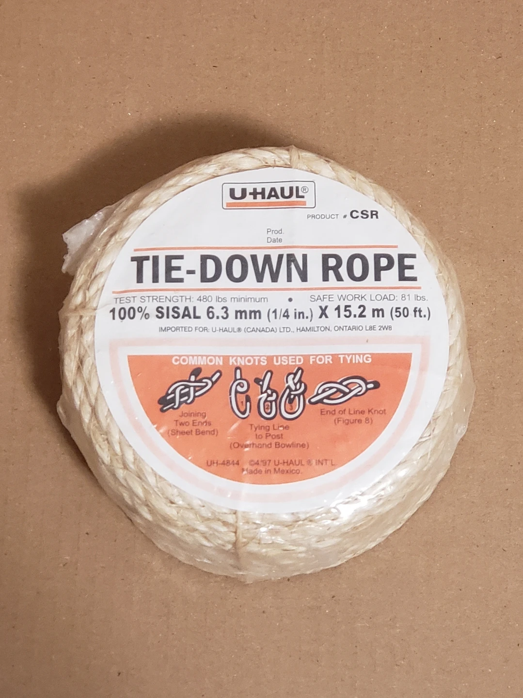New 50 ft U-Haul Tie-Down Rope