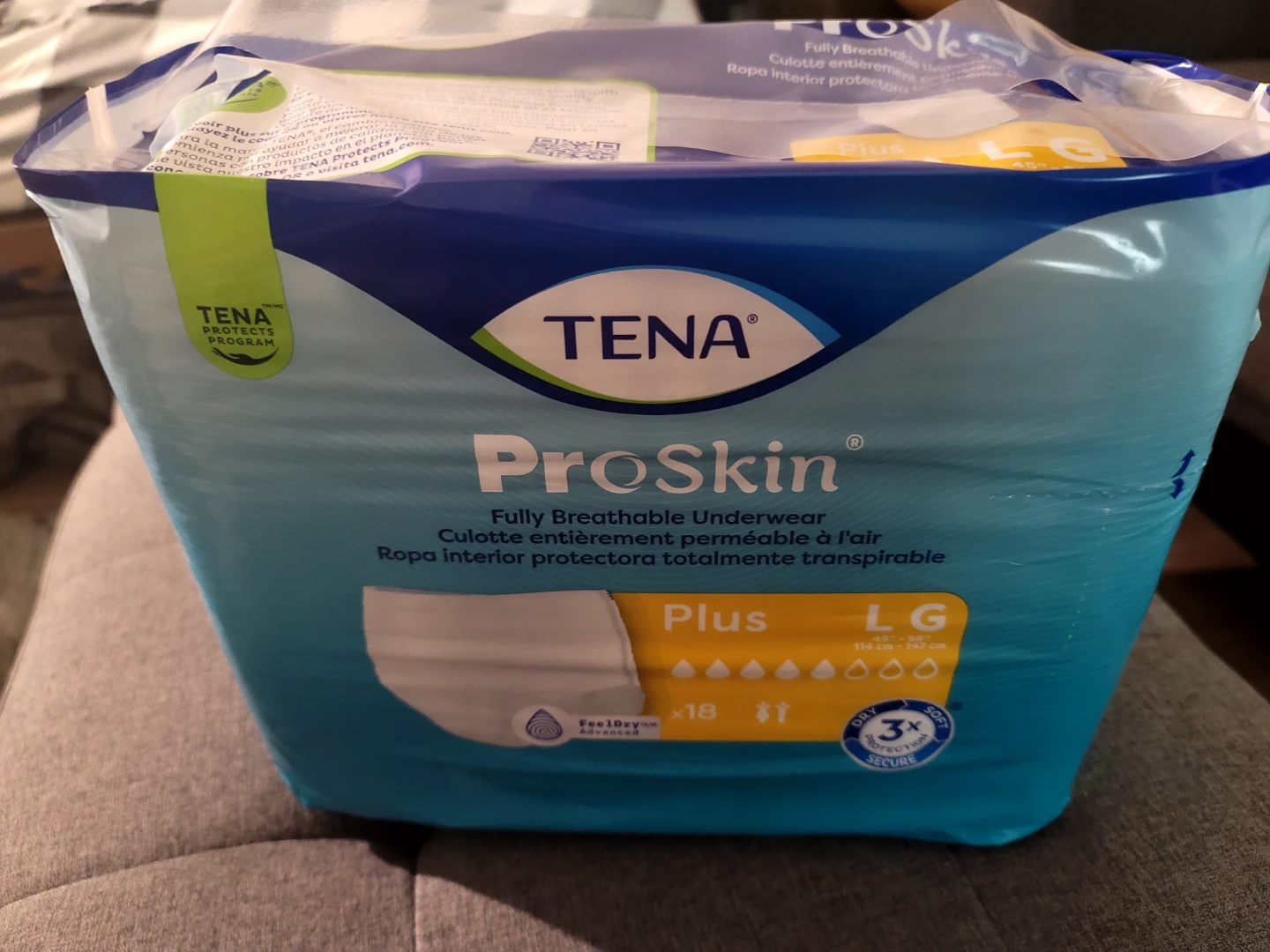 TENA ProSkin Fully Breathable Underwear, Size LG, 18 Count