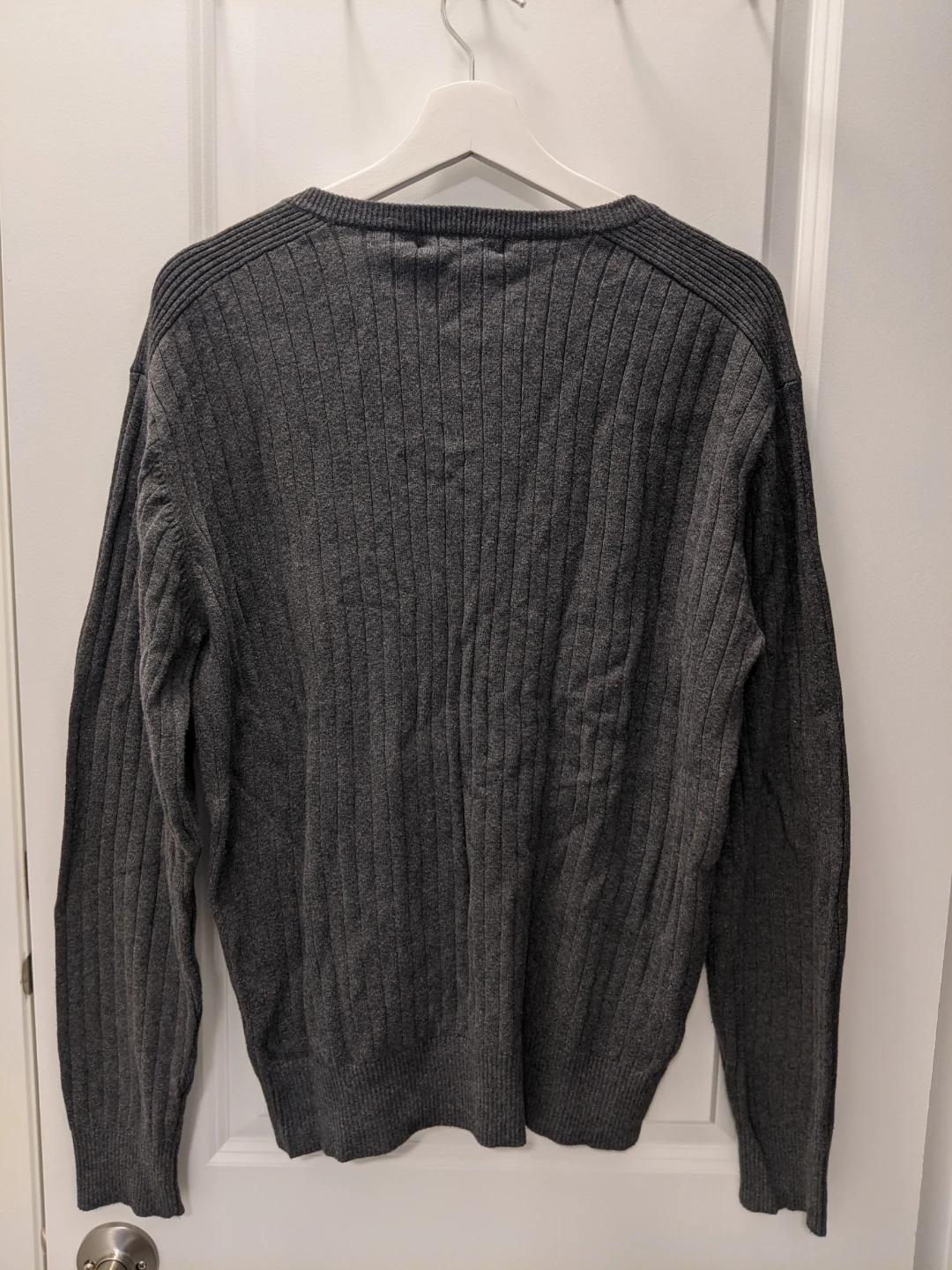 Calvin Klein Men's Dark Gray Ribbed V-Neck Sweater - photo 2