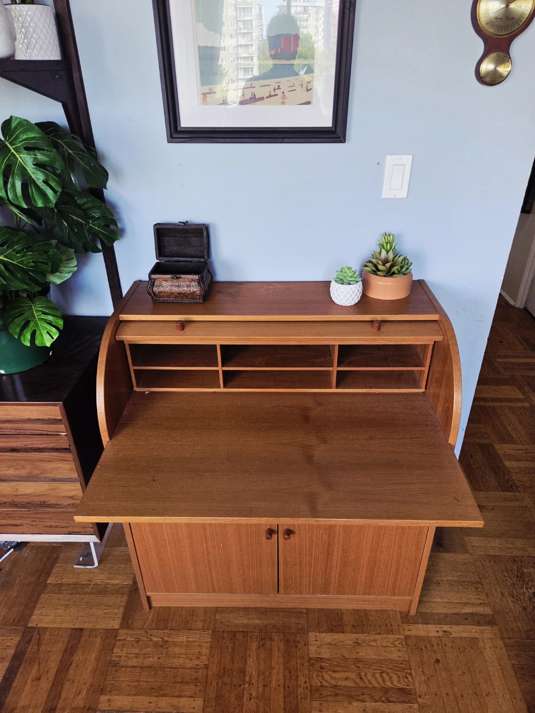 MCM Teak Retractable Secretary Desk - photo 2