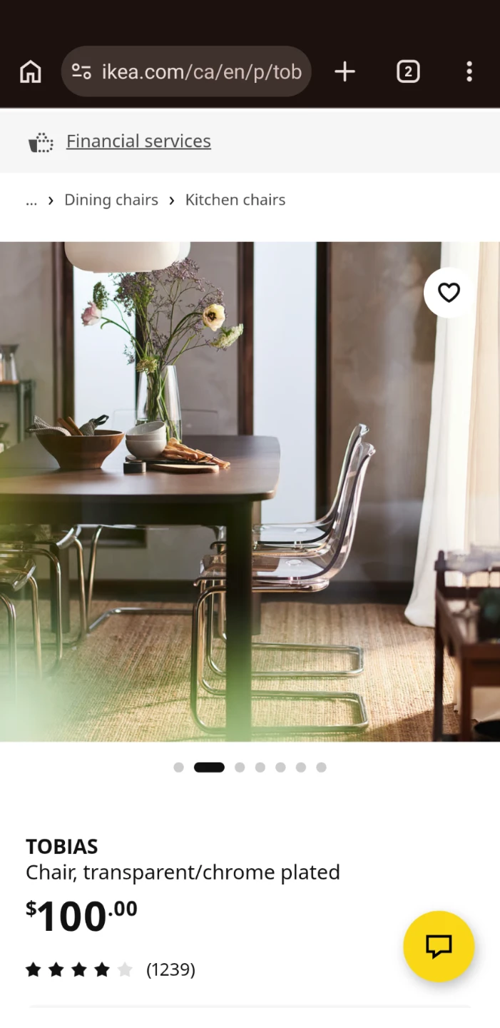 $70 (reg. $226 w tax} Set of 2 IKEA TOBIAS Chairs - photo 4