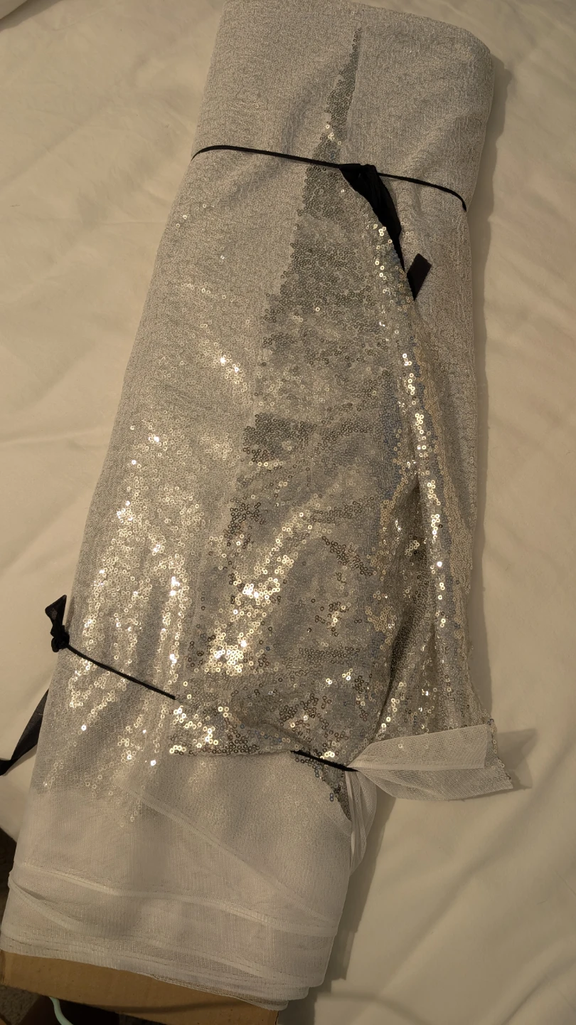 Several Metres Silver Sequined Material