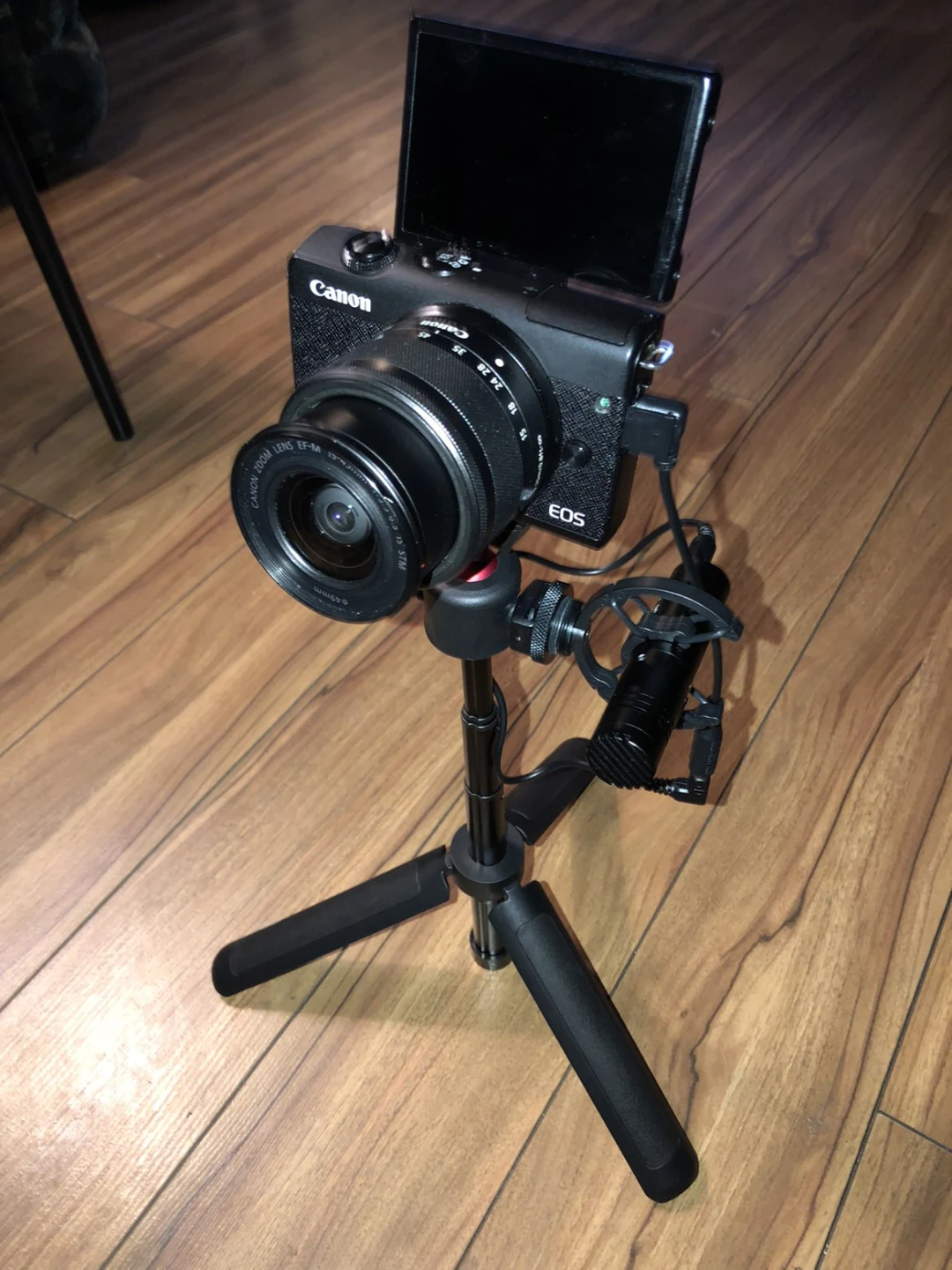 Canon EOS M200 Mirrorless Camera with Microphone and Tripod