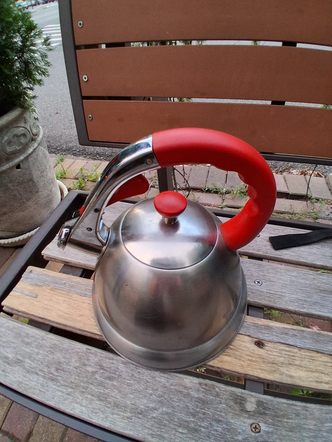 EUROPE WARE Stainless Steel Whistling Kettle with Red Handle